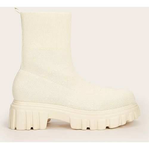 Bottes chaussettes minimaliste en tricot à plate-forme - SHEIN - Modalova