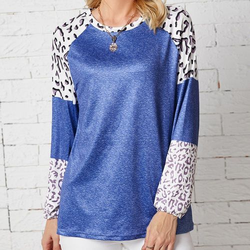 T-shirt avec motif léopard à manches raglan - SHEIN - Modalova