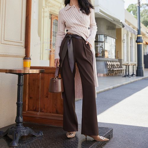 Pantalon ample taille haute à nœud poche - SHEIN - Modalova
