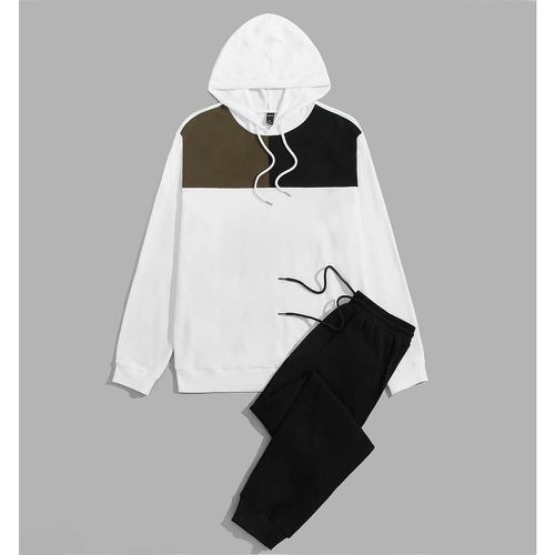 Sweat-shirt à capuche à blocs de couleurs à cordon & Pantalon de survêtement - SHEIN - Modalova