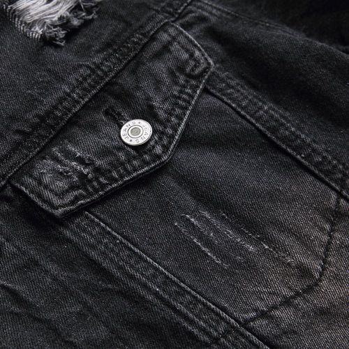 Veste en jean déchiré poche à rabat - SHEIN - Modalova