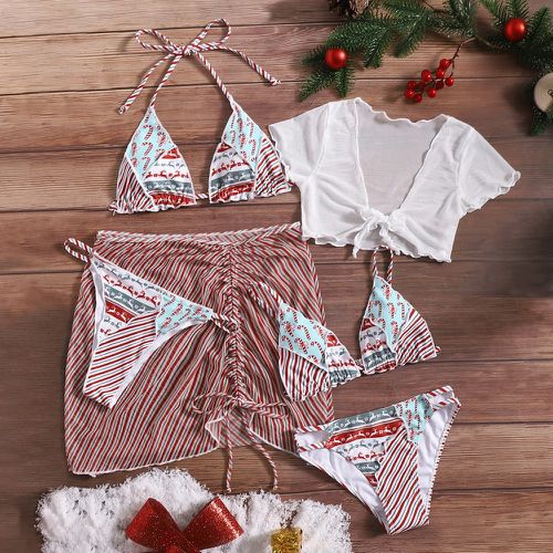 Pièces Bikini à imprimé Noël & Jupe de plage - SHEIN - Modalova