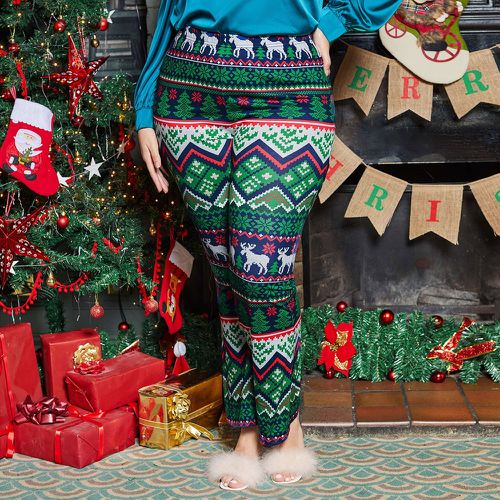 Pantalon taille élastique géométrique & Noël graphique - SHEIN - Modalova