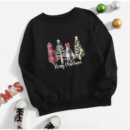 Sweat-shirt à motif d'arbre de Noël et slogan - SHEIN - Modalova