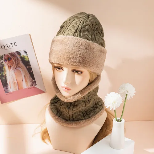 Bonnet en tricot & Écharpe infini - SHEIN - Modalova