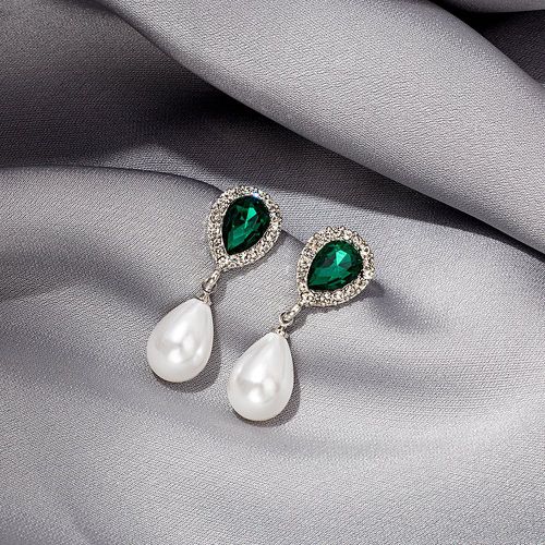 Boucles d'oreilles goutte d'eau fausse perle & à gemme - SHEIN - Modalova