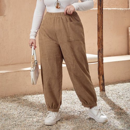 Pantalon de jogging à poche en velours côtelé - SHEIN - Modalova