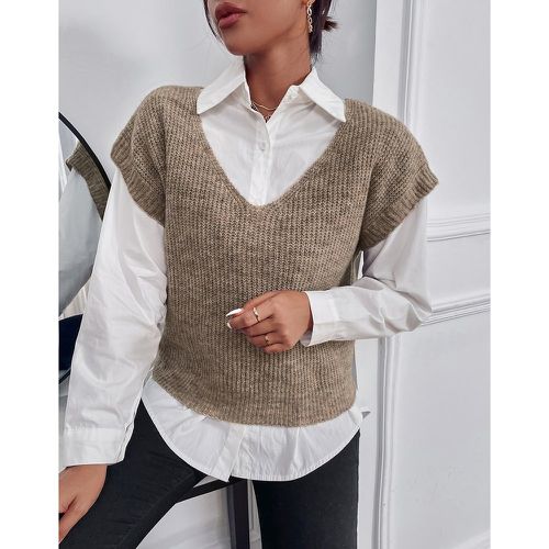 Top en tricot chiné à mancherons (sans blouse) - SHEIN - Modalova