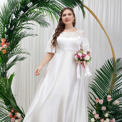 Robe de mariage en dentelle manches multicouches en satin - SHEIN - Modalova
