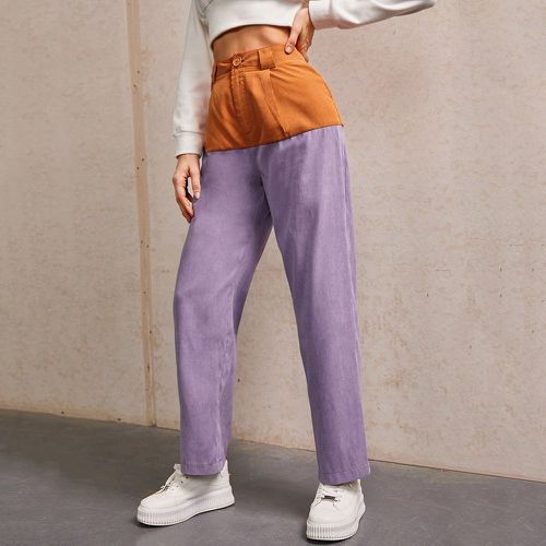 Pantalon droit taille haute à blocs de couleurs - SHEIN - Modalova