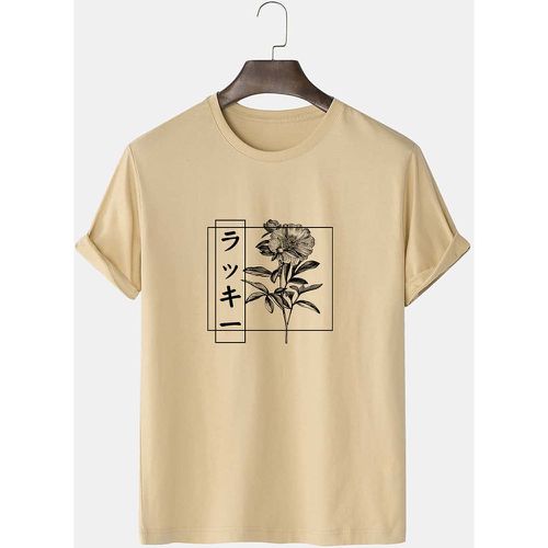 T-shirt fleuri et lettre japonaise - SHEIN - Modalova