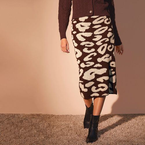 Jupe en tricot à motif léopard droite - SHEIN - Modalova