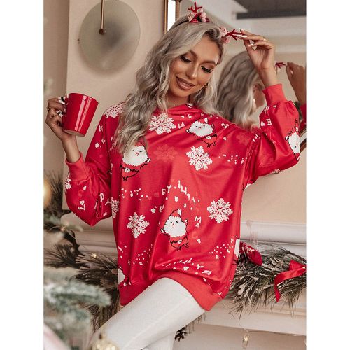 Sweat-shirt à capuche père Noël et imprimé flocon de neige - SHEIN - Modalova