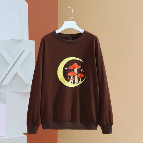 Sweat-shirt champignon et à imprimé lune - SHEIN - Modalova