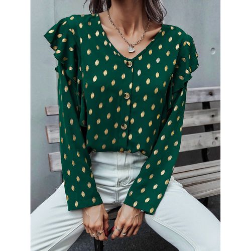 Blouse à pois dorés à volants - SHEIN - Modalova