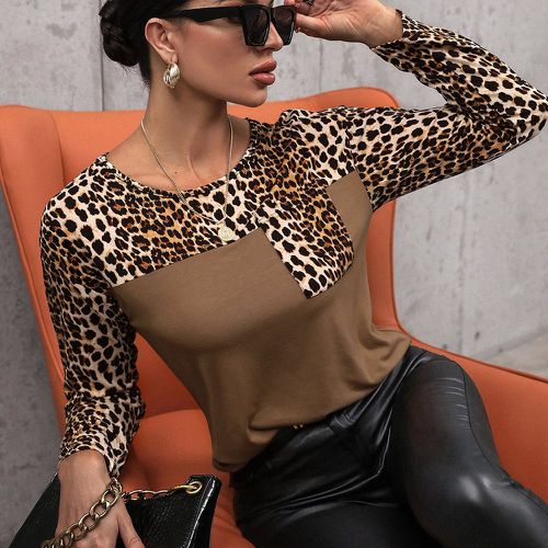 T-shirt léopard à poche - SHEIN - Modalova