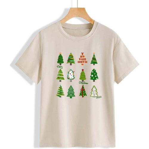 T-shirt à imprimé arbre de Noël - SHEIN - Modalova