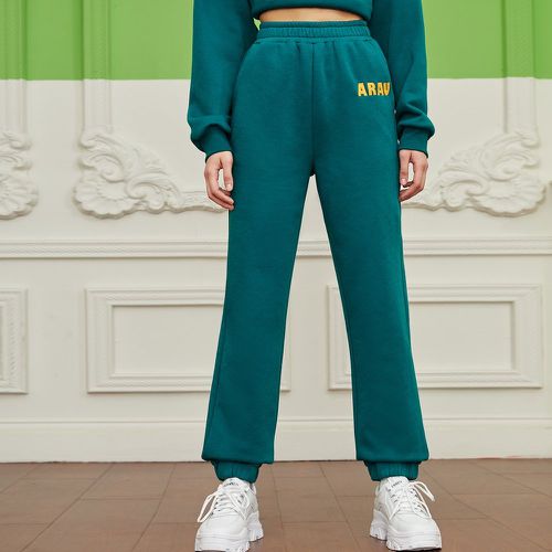 Pantalon de jogging taille haute à lettres - SHEIN - Modalova