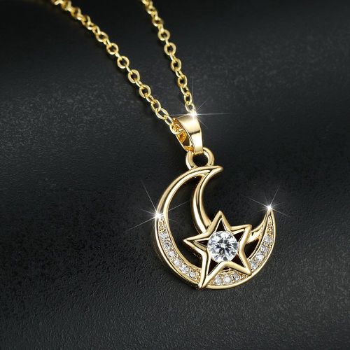 Collier à pendentif zircone cubique lune et étoile - SHEIN - Modalova