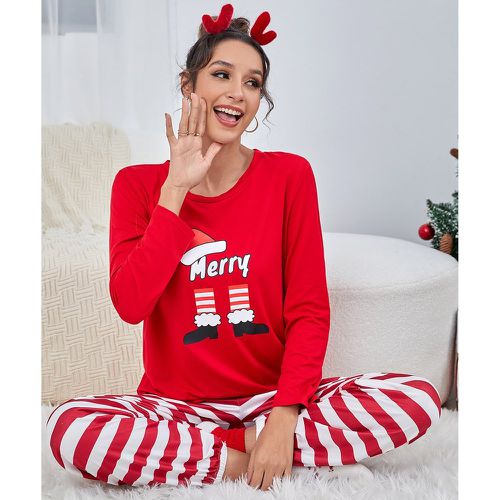 Ensemble de pyjama avec motif Noël et rayures - SHEIN - Modalova