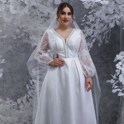 Robes de mariage grandes tailles Strass Glamour Unicolore - SHEIN - Modalova
