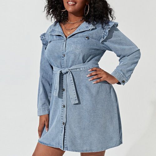 Robe en jean à plis ceinturé - SHEIN - Modalova