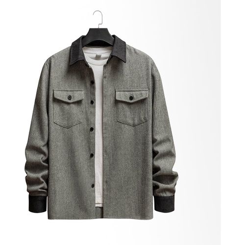 Manteau à col contrastant à poche à rabat (sans t-shirt) - SHEIN - Modalova