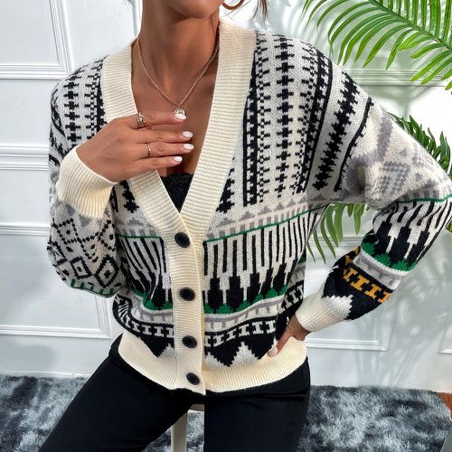 Cardigan géométrique & à chevrons - SHEIN - Modalova