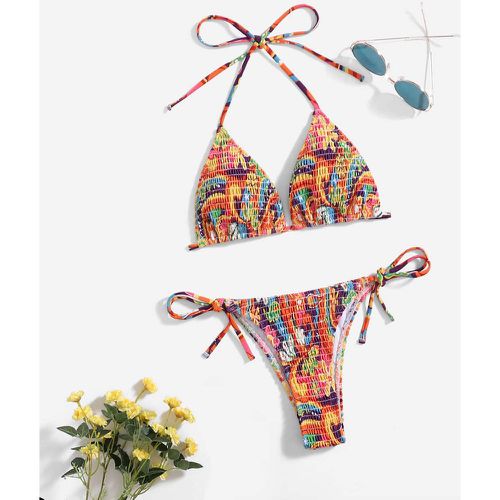 Bikini à imprimé floral froncé - SHEIN - Modalova