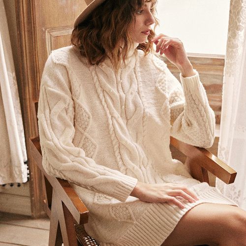 Robe pull col roulé à perles en tricot torsadé - SHEIN - Modalova