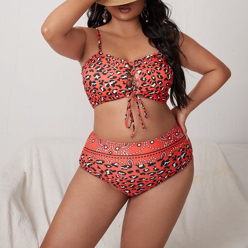 Bikini à imprimé léopard à lacets - SHEIN - Modalova