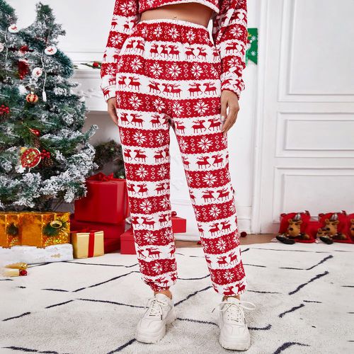 Pantalon à imprimé Noël en tissu duveteux - SHEIN - Modalova