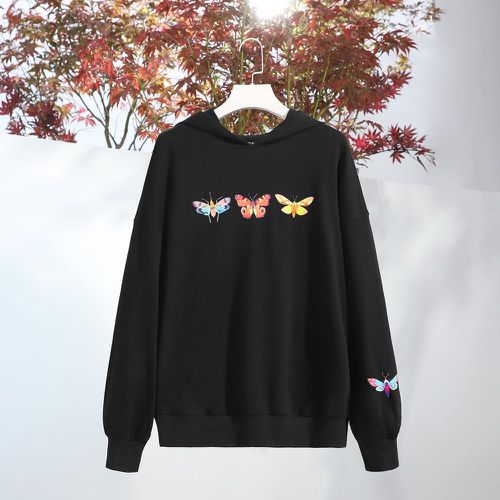 Sweat-shirt à capuche à imprimé papillon - SHEIN - Modalova