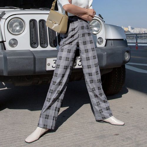 Pantalon à carreaux à poche - SHEIN - Modalova