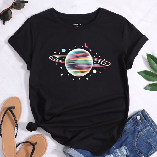 T-shirt à imprimé étoile & planète - SHEIN - Modalova