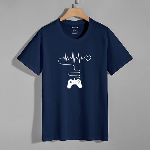 T-shirt à imprimé manette de jeu & cœur - SHEIN - Modalova