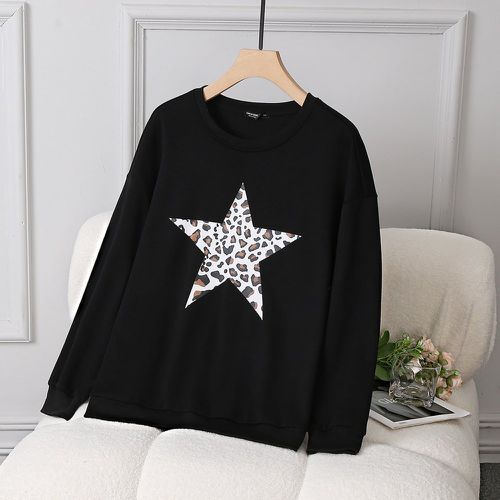 Sweat-shirt à imprimé étoile et léopard - SHEIN - Modalova