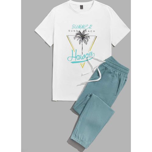 Palmier et à lettres T-shirt & à cordon Pantalon de survêtement - SHEIN - Modalova