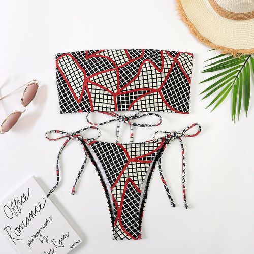 Bikini bandeau à carreaux - SHEIN - Modalova