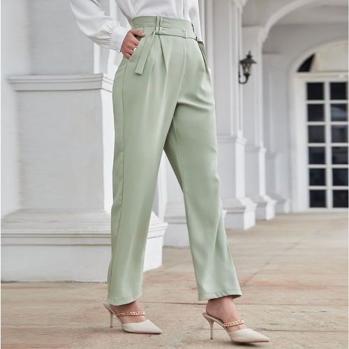 Pantalon taille haute à boucle à détail plié - SHEIN - Modalova