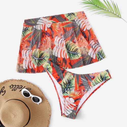 Pièces Bas de bikini à imprimé tropical avec jupe de plage - SHEIN - Modalova