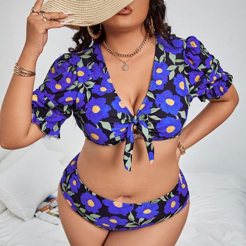 Bikini à imprimé floral à nœud taille haute - SHEIN - Modalova