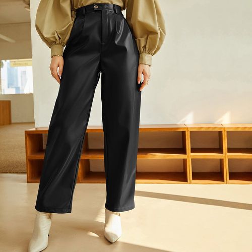 Pantalon taille haute plissé en cuir PU - SHEIN - Modalova