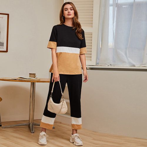Pantalon à blocs de couleurs & T-shirt - SHEIN - Modalova