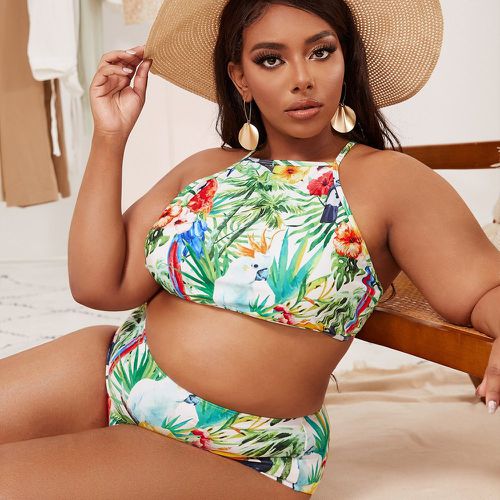Bikini taille haute à imprimé végétale - SHEIN - Modalova