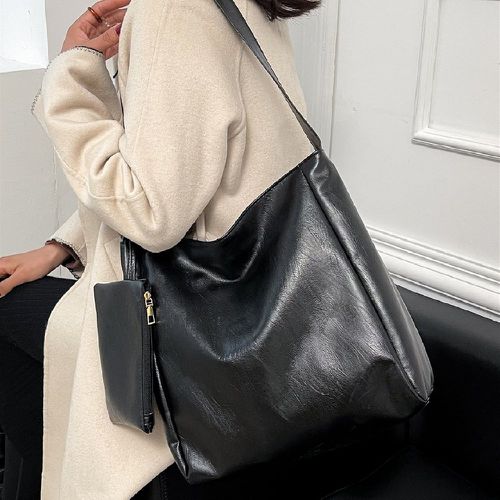 Sac seau minimaliste zippé avec portefeuille long - SHEIN - Modalova