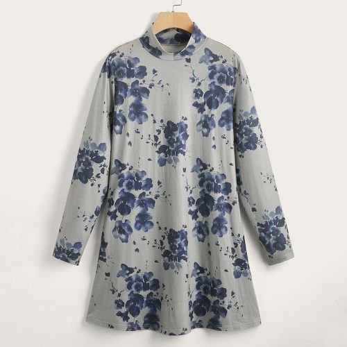 Robe t-shirt à imprimé floral à col montant - SHEIN - Modalova