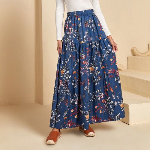 Jupe taille haute à imprimé floral à volants - SHEIN - Modalova
