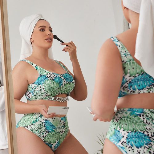 Bikini à léopard à imprimé feuille à chaîne - SHEIN - Modalova