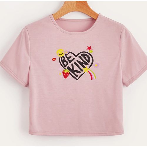 T-shirt court slogan fraise & dessin animé - SHEIN - Modalova